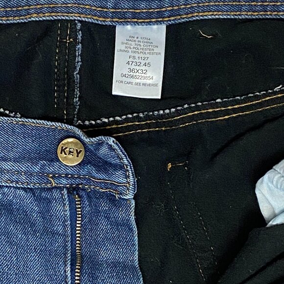 Key Fleece Lined Heavy Duty Denim Jeans Medium Wash 36 Winter Workwear Outdoors - Picture 12 of 13